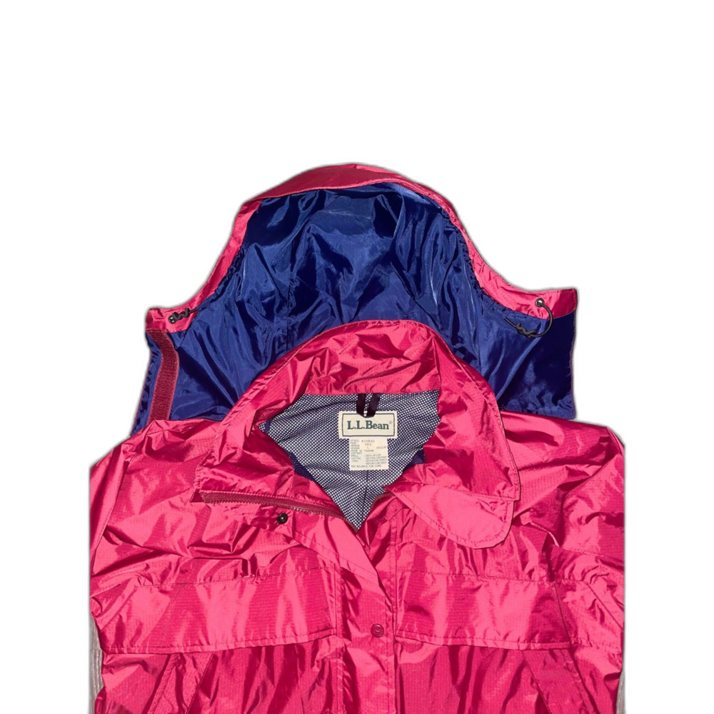 Vintage L.L. Bean Rain Jacket Trench Coat Nylon Women's Size L Regular Red - Picture 2 of 8